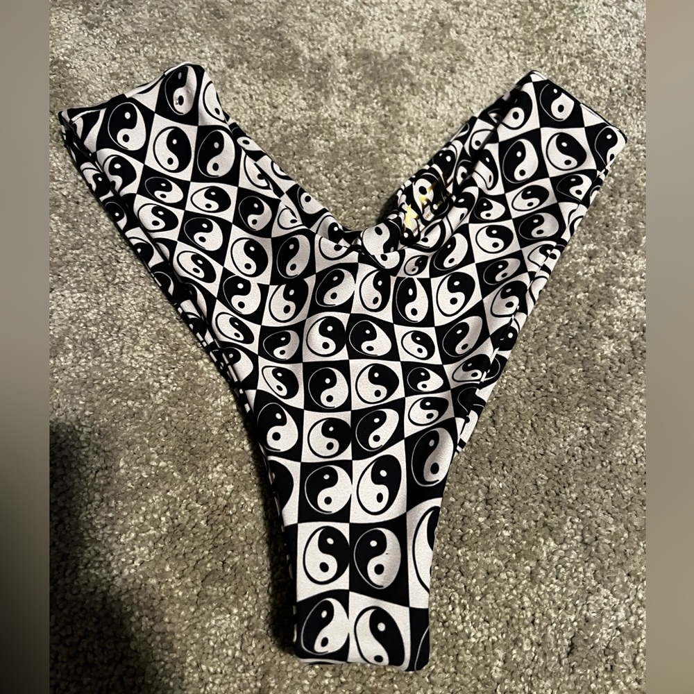 Skatie Black and White Yin Yang Bikini Bottom Cheeky - Size Small
